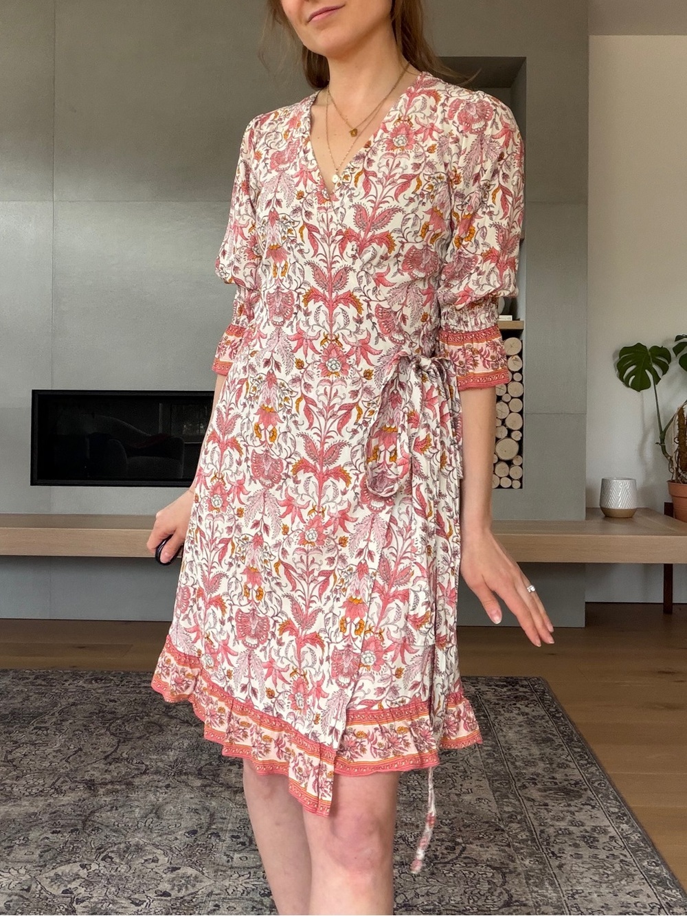 Part two wrap dress in coral and Rose Pink xs-s